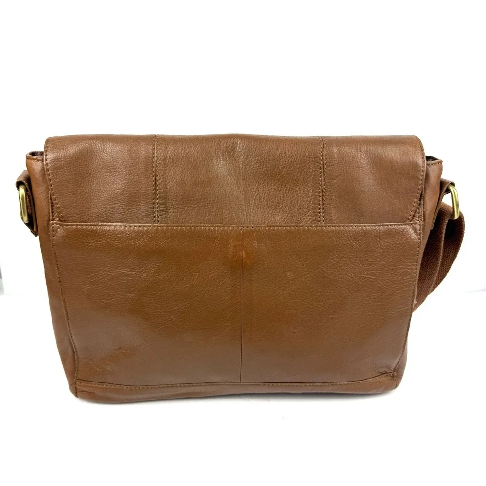 Rocha John Rocha Waxy Despatch Messenger Bag Brown Leather Crossbody Unisex